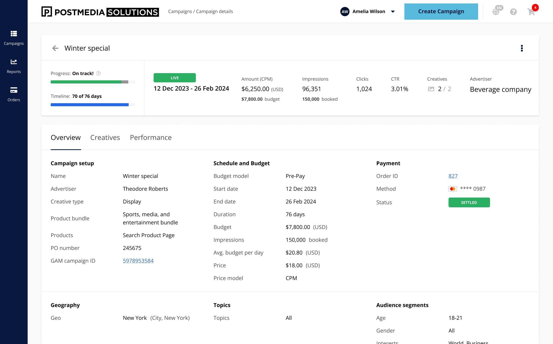 Postmedia Solutions Dashboard